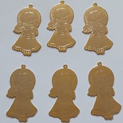 6 G Duchin Gold Tone Angel Ornaments 