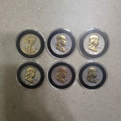 Walking Liberty And Franklin Gold Washed Half Silver Dollars.  $42 Each 