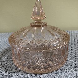 Vintage Pink Depression Glass Candy Dish With Lid