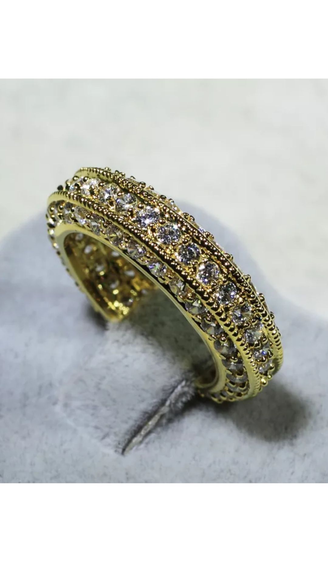 18k Gold Filled Multi CZ Wedding Band Ring Size 7