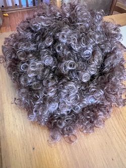 NEW HALLOWEEN Curly Afro Wig Brown and Gray