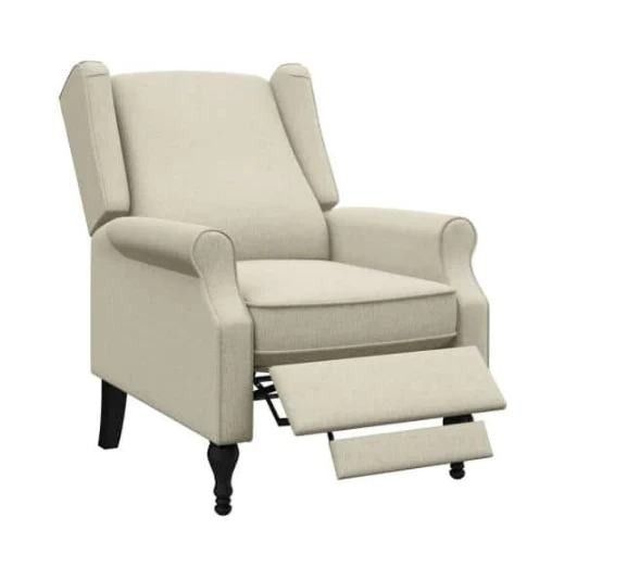 StyleWell Reedbury Biscuit Tan Upholstered Wingback Pushback Recliner