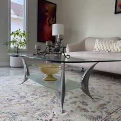 Glass Coffee Table + Glass Side Table