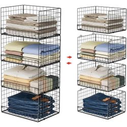 Storage Shelves, Clothes Shelf Organizer Basket Bins, Foldable Sweater Storage for Closet Organizer System, Black $50