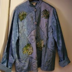 Sportgirl Cute Blue Rhinestone Jacket - L