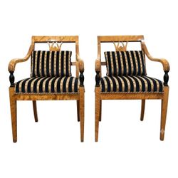 NY: Striped Biedermeier Armchairs (Set of 2)