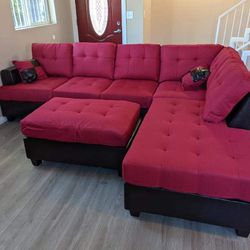 New Red Sectional Couch Only $50 Down Payment 