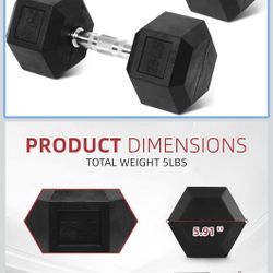 Rubber Encased Hex Weights Dumbbells Set of 25 lb Pair | Cast Iron Hand Weights with Anti-Slip Grip for Home Gym Strength Training