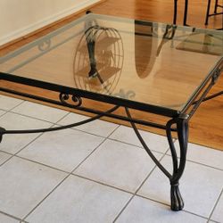 Glass And Cast Iron Table