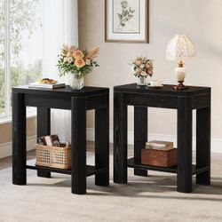 Black Wood End Tables Set of 2