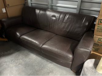 Dark brown leather couch