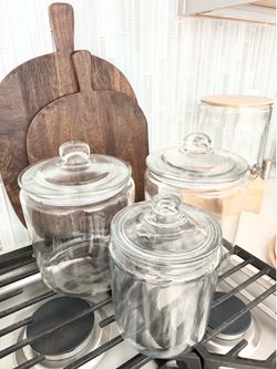 3 glass jar canister new