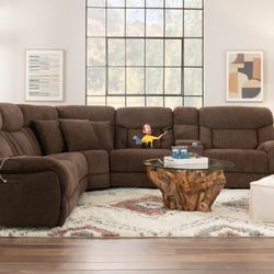 Dark  Brown Leather Sectional Couch 