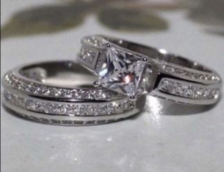 New 14 k white gold wedding ring set engagement ring