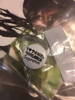 Supreme I Love Power Violence pin