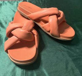 Coral Flip Flop Slides Leather