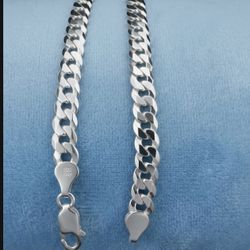 Men’s 6mm Italian 925 Sterling Silver Curb Chain Bracelet