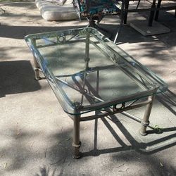 Glass and Iron Coffee Table