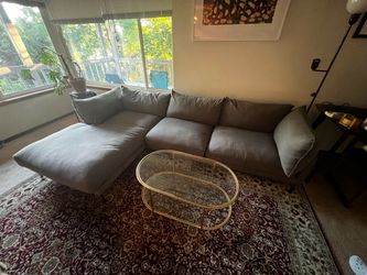 Grey sectional couch Moes home collection Scandinavian built