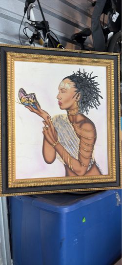 Framed Woman with Butterfly Art Print