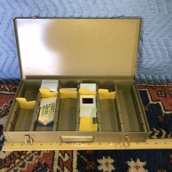 Vintage Metal Box With Slide Pictures 