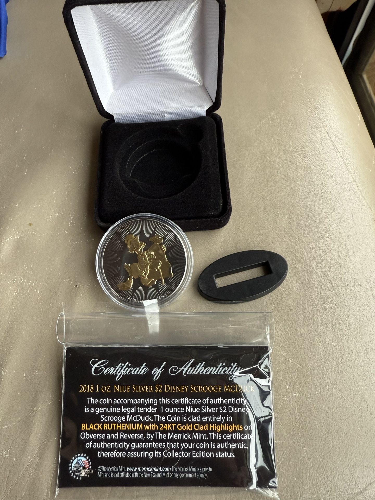 2018 1oz NIUE DISNEY SCROOGE MCDUCK BLACK RUTHENIUM SILVER COIN