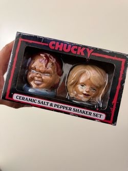 CHUCKY CERMIC SALT & PEPPER SHAKERS