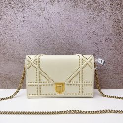 CHRISTIAN DIOR Lambskin Studded Small Diorama Flap Bag