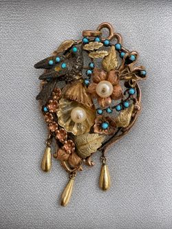 Antique Late-Victorian Multi-Tone Gold & Silver Bird Brooch (Circa 1880s)