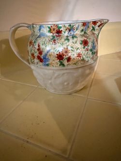 Vintage Ceramic Pitcher with Floral Pattern