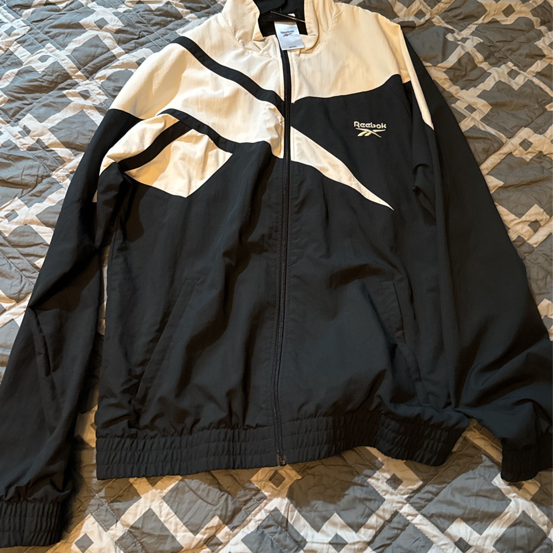 Reebok Black-And-White Windbreaker