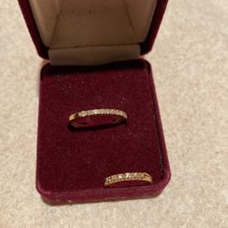Diamond Rings Gold Bands (matching Set) 
