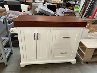 Assembled New 53" Large Kitchen Island with Storage, Farmhouse Rolling Kitchen Island Cart on Wheels
