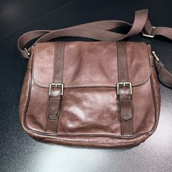 FOSSIL Leather Estate Brown Unisex Bag Messenger Laptop Crossbody Purse
