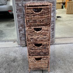 Wicker Storage Bin with Drawers 