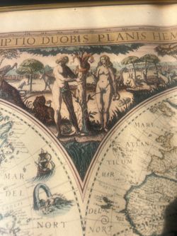 Large Framed Antique-Style Double Hemisphere World Map β Old World Cartography