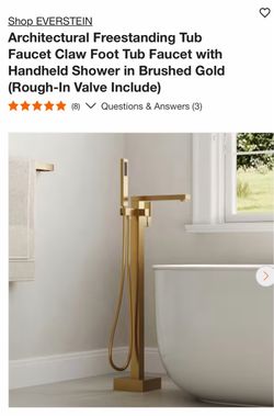 Shop EVERSTEIN Architectural Freestanding Tub Faucet Claw Foot Tub Faucet with Handheld Shower in Brushed Gold (Rough-In Valve Include)