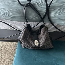 Back And Gray Coach Bag 
