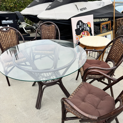 Rattan Boho 4 Pc  Dining Table Set