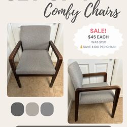 Set of 4 Comfy Chairs with wooden Armrest