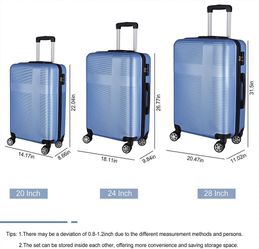 Suitcase, Carry On Hardside Luggage with Retractable Pole and Spinner Wheels Suitcase Set 3 Piece with TSA Lock and Built-in Compression Straps for Tr