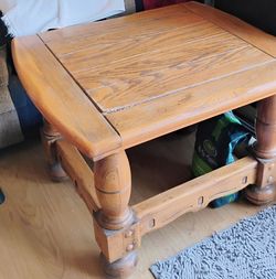 Two Solid Wood End Tables with Turned Legs