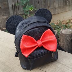 Disney Minnie Mouse Black Red Mini Backpack 