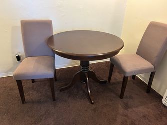 Table and 2 Fabric Chairs