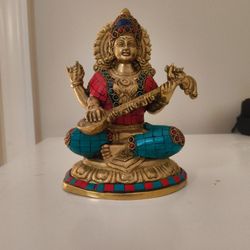 Hindu Goddesses Saraswati Bronze Statue Idol