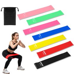 7 Pack Elastic Resistance Bands Set, Multi-Colored Workout Bands, Different Levels Exercise Band for Indoor and Outdoor Workouts, Glute and Leg Streng