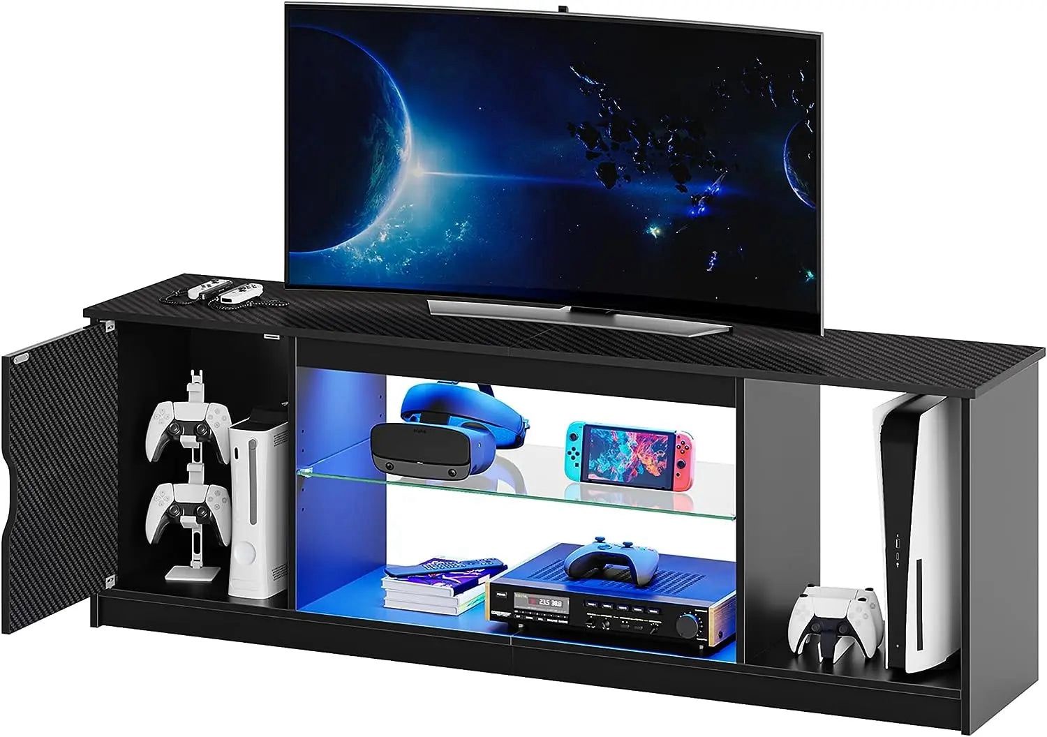 Bestier 58 inch Gaming Entertainment Center for PS5, LED TV Stand with Cabinet for 65 Inch TV,All Products : American Fashion Style Bags On Sale