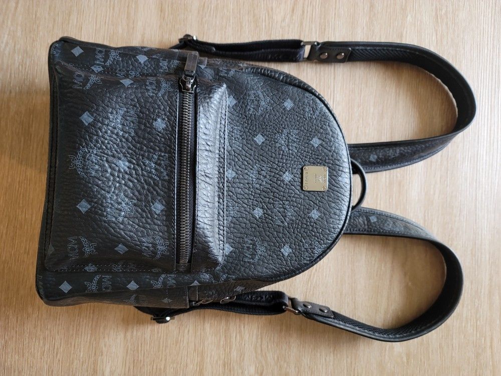 MCM Black Allover Pattern Backpack Pre-Owned