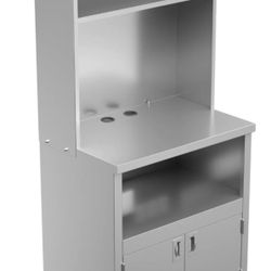Multi-use Work Station with Cabinet Base Hinged Doors & Overhead Shelf