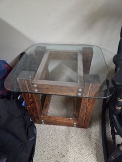 Table Burnt Wood 3/8 Tempered Glass (S. Hill)